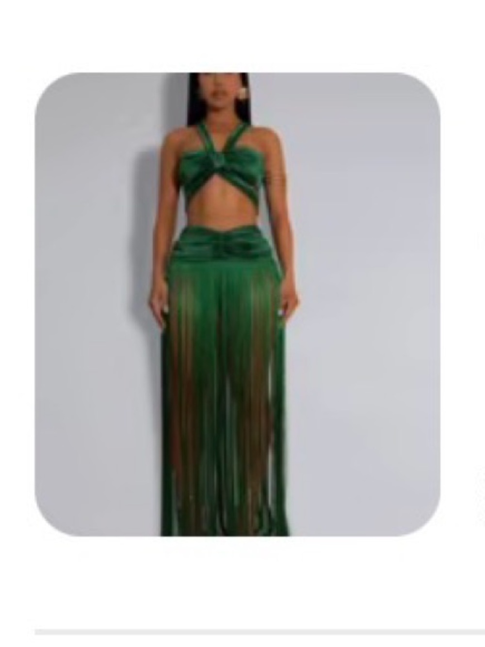 Emerald Green Fringe Two-Piece Set